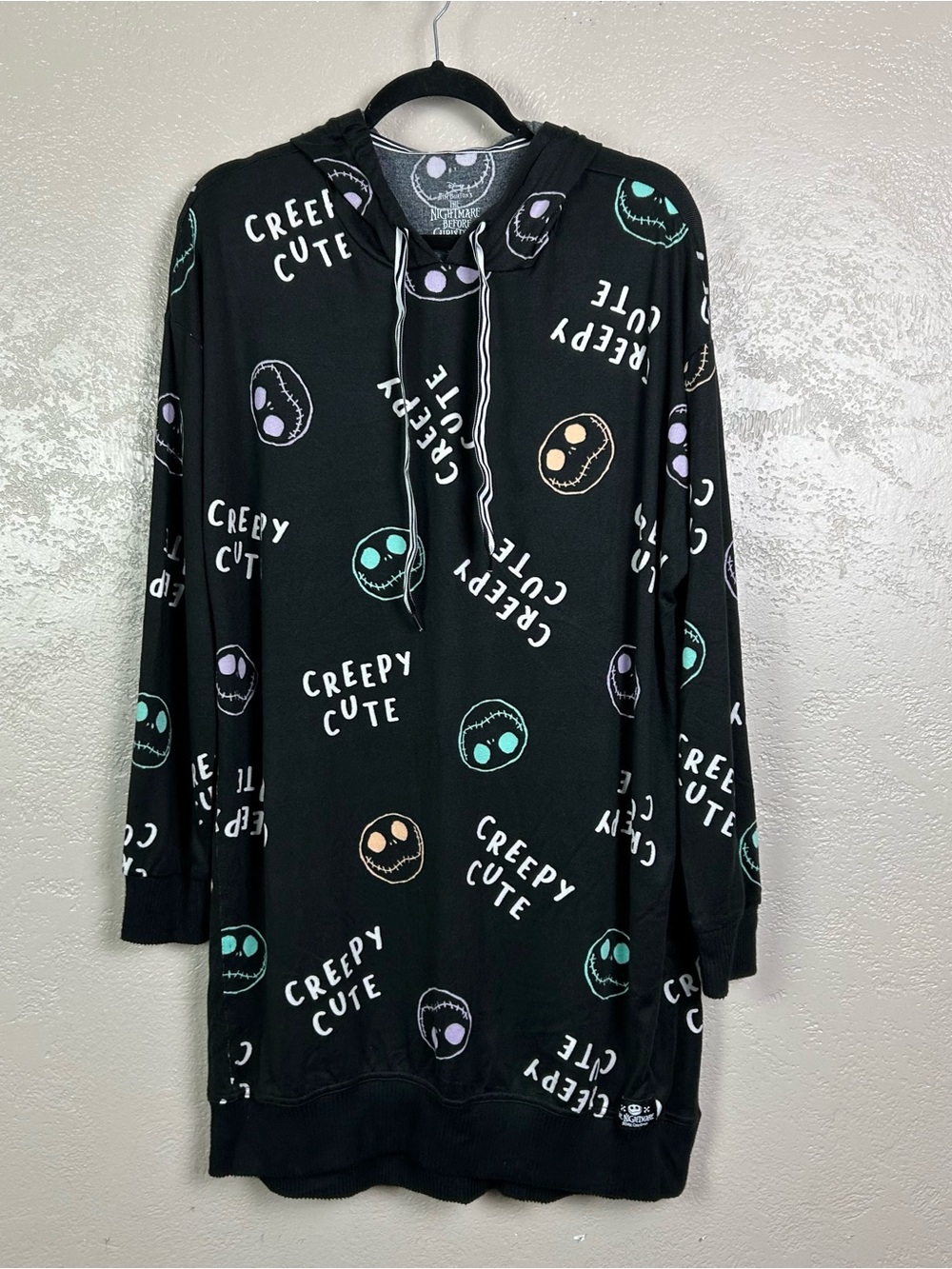 Choose 5 for $30 Disney Black 'Creepy Cute' Hooded Nightshirt with Pastel Faces - Picture 7 of 16